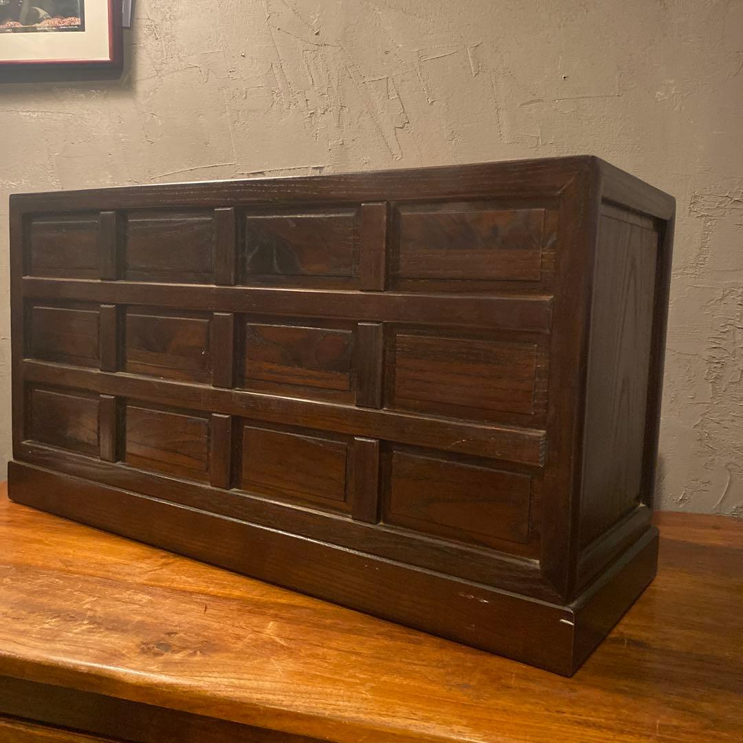 高級薬箪笥 小引き出し12杯 花梨 インテリア 収納 和家具