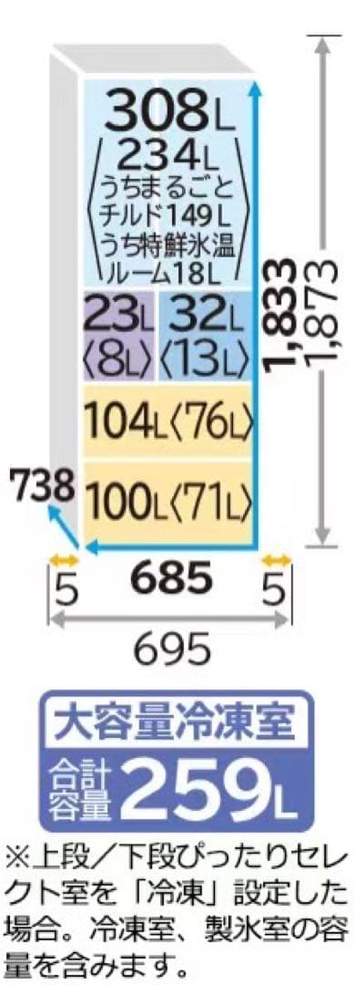 美品！日立ノンフロン冷凍冷蔵庫　R-KX57N （X）型 2021年製　567L