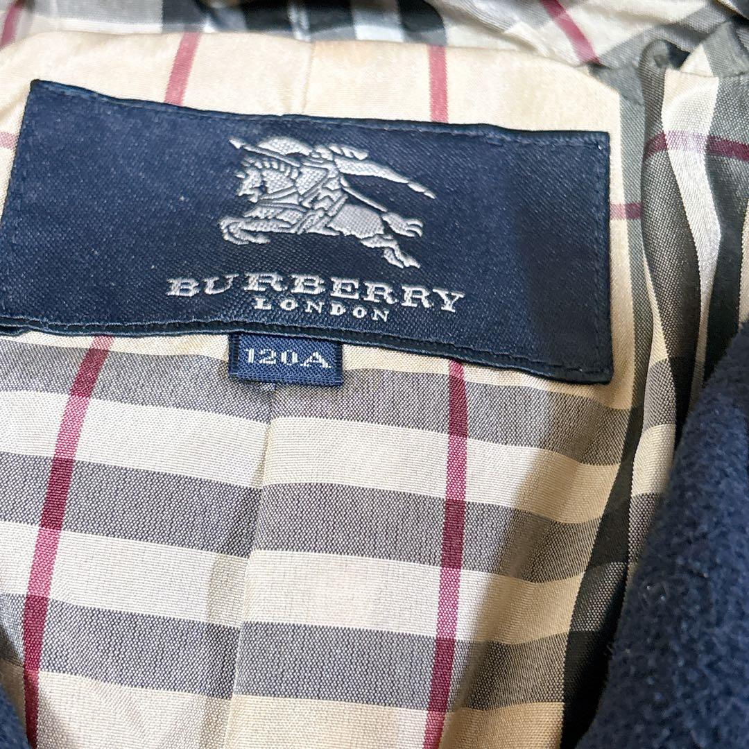 バーバリーロンドン 120cm ダッフルコート ノバチェック 濃紺　フォーマル