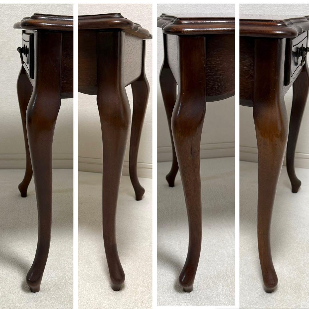 マルニ木工　サイドテーブル　アンティーク　レトロ猫脚　ロココ調