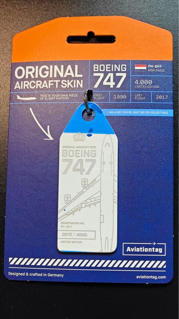 KLM Aviationtag B747-400M PH-BFF 塗装面完璧