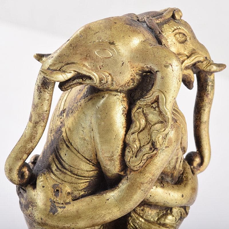 仏教美術　古銅　時代唐物　チベット仏　歓喜天　ガネーシャ　置物　M　R9059