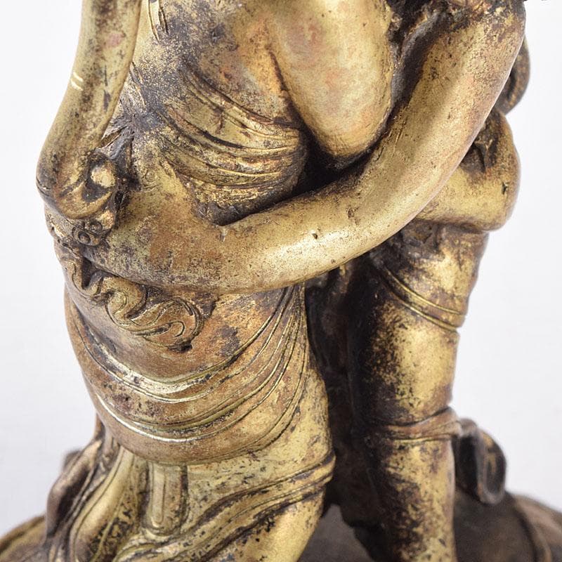 仏教美術　古銅　時代唐物　チベット仏　歓喜天　ガネーシャ　置物　M　R9059