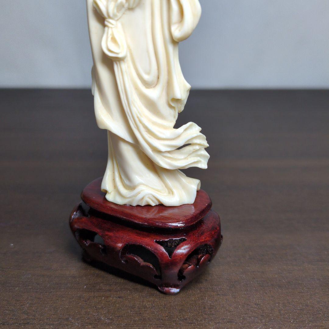 東洋彫刻 美人像 置物 高さ約18cm