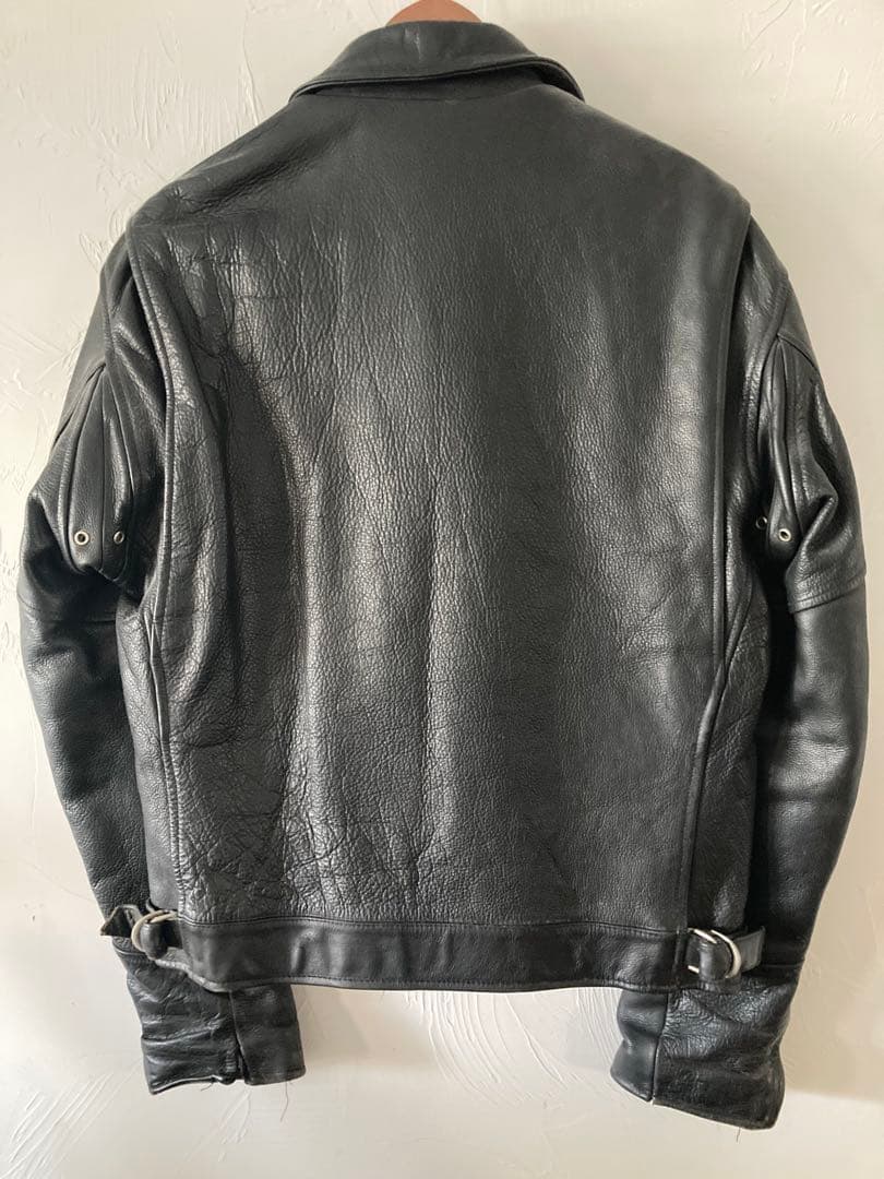 ブラック シングルライダースジャケット 5351プールオム