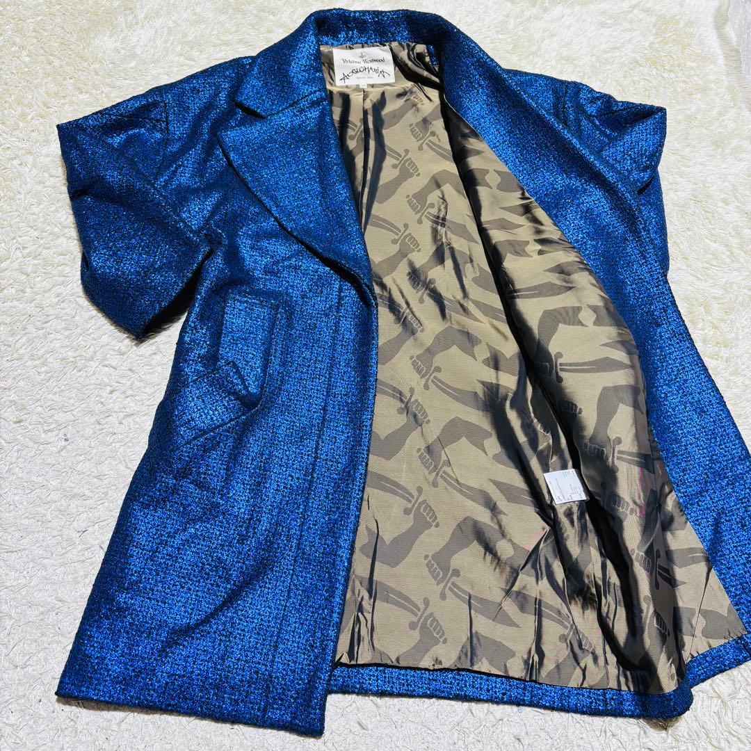 ✨極希少✨ヴィヴィアン チェスターコート　スパンコール　裏地総柄 ブルー