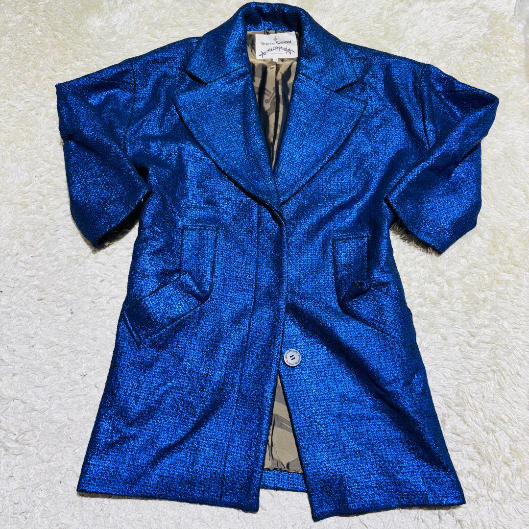 ✨極希少✨ヴィヴィアン チェスターコート　スパンコール　裏地総柄 ブルー