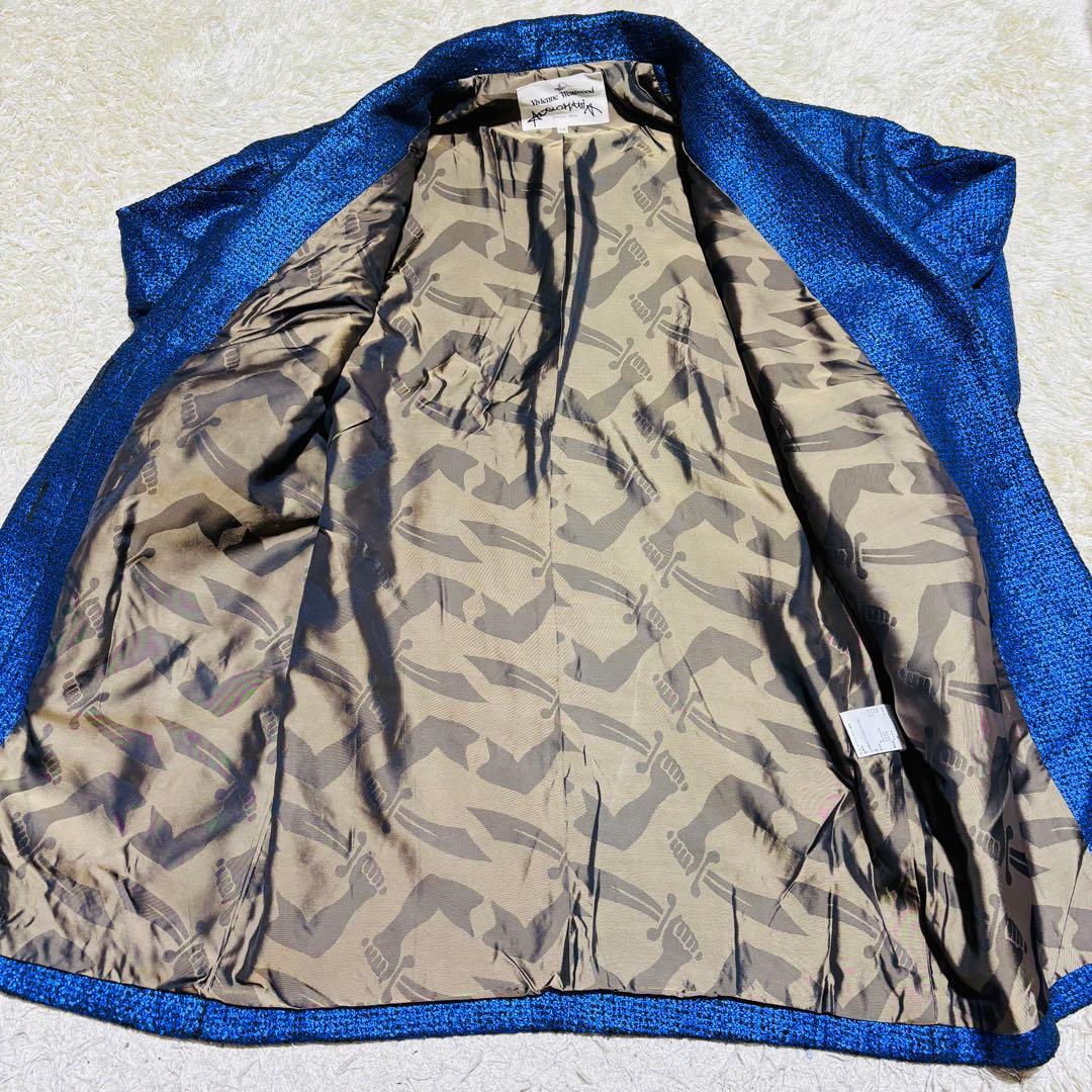 ✨極希少✨ヴィヴィアン チェスターコート　スパンコール　裏地総柄 ブルー