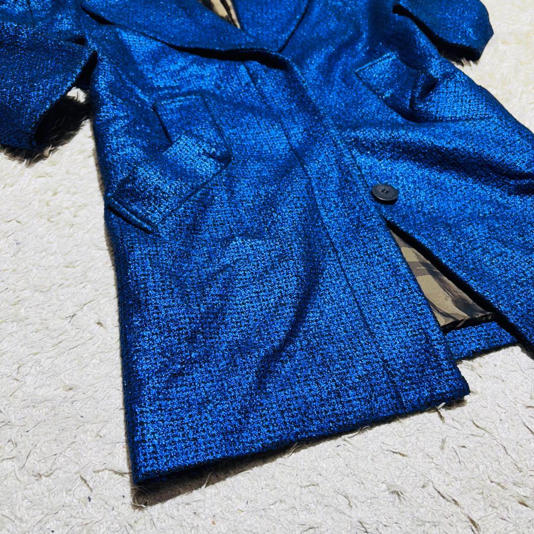 ✨極希少✨ヴィヴィアン チェスターコート　スパンコール　裏地総柄 ブルー