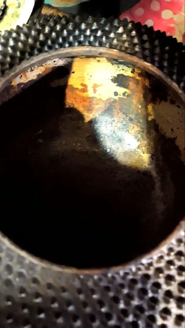 貴重！鋳鉄製 アラレ模様 鉄瓶　南部鉄器 大 霰石 骨董 時代物