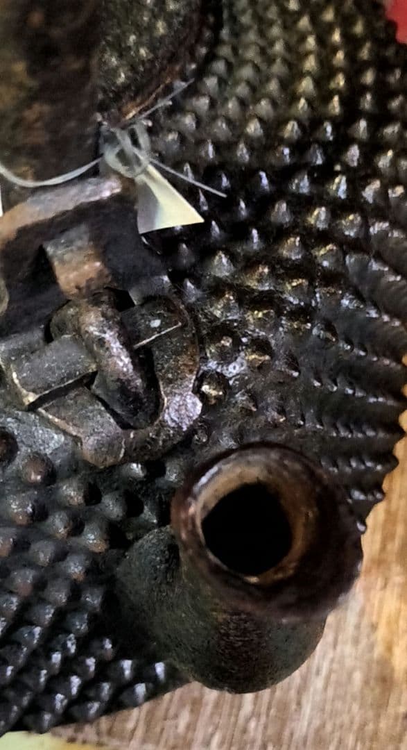 貴重！鋳鉄製 アラレ模様 鉄瓶　南部鉄器 大 霰石 骨董 時代物