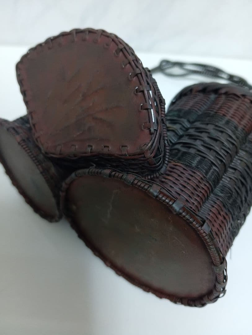 江戸時代武家旧家蔵出古銅製編込み細工茶道具置物アンティーク飾りコレクション