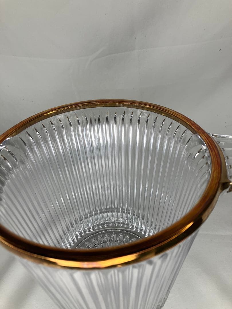 義山水指　ガラス　クリスタル　金縁末広　水鳥撮塗蓋付　水崎長寿　　茶道具