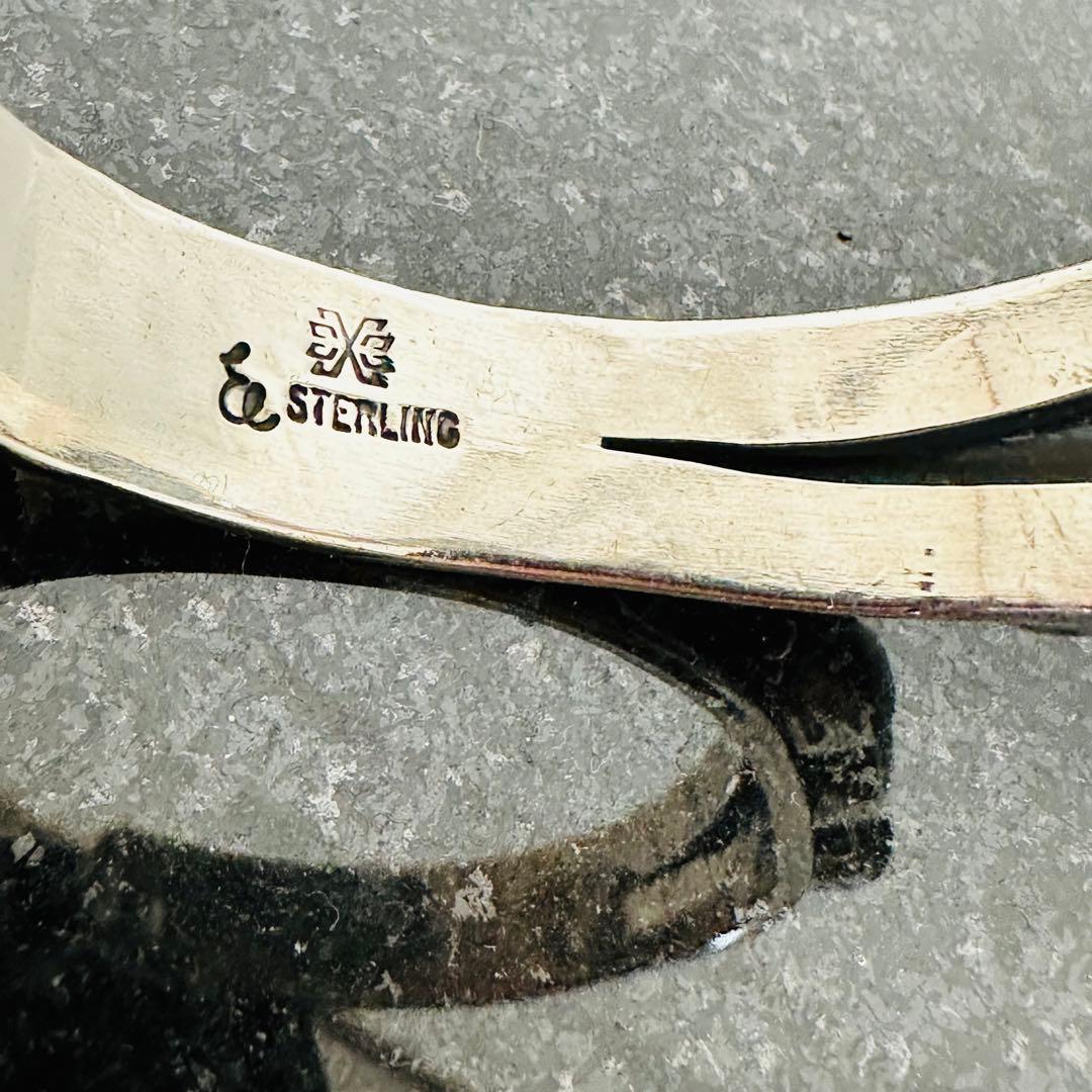 NAVAJO ナバホ Endito ターコイズクラスター装飾 シルバーバングル