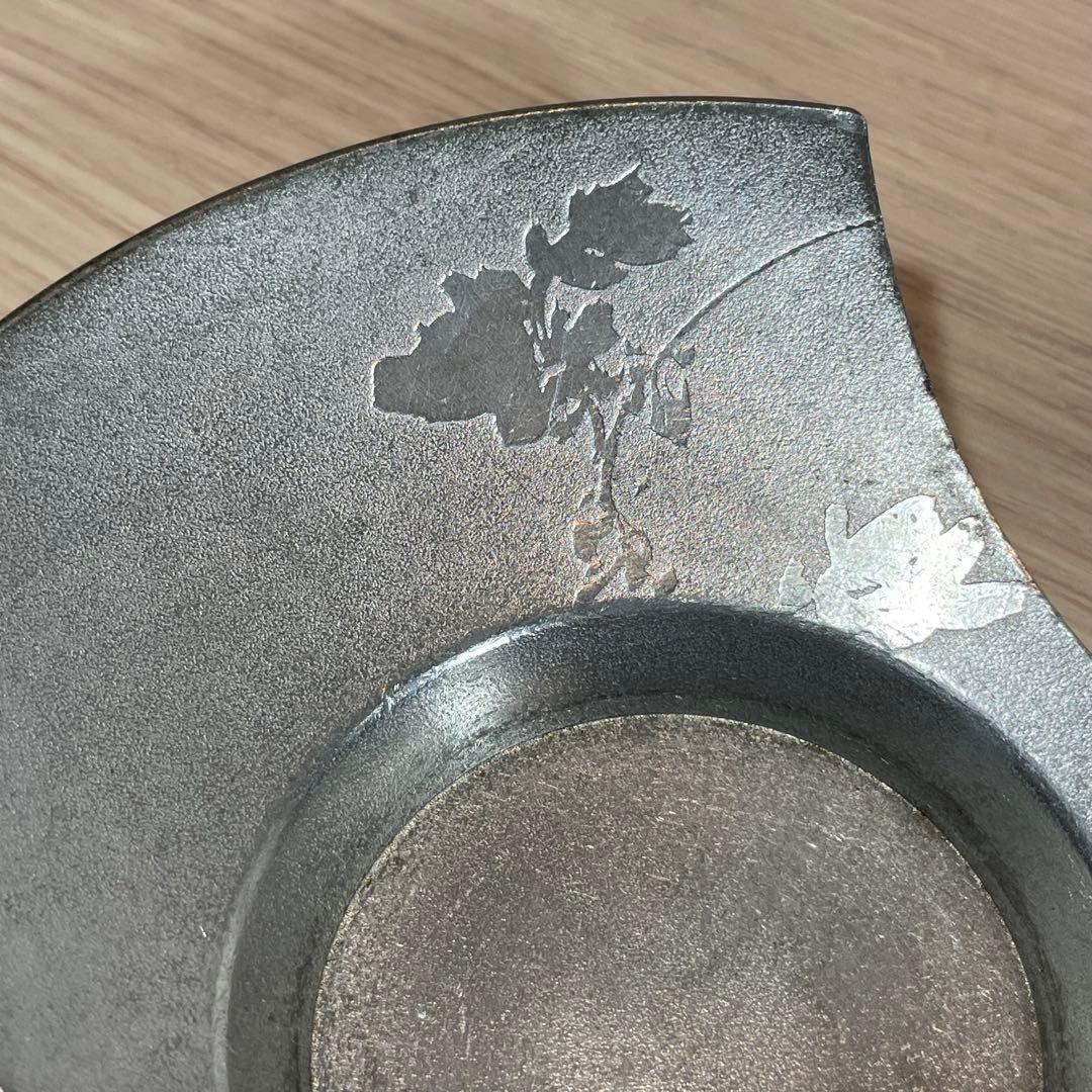 【匿名便】昭和 2年 薩摩 山﨑 錫器 分銅型 茶たく　5点セット