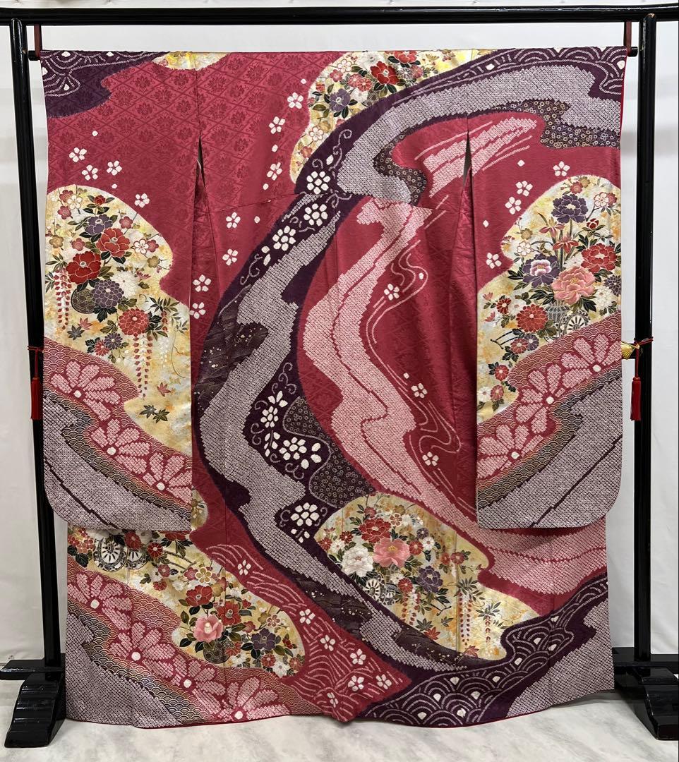 振り袖　フルセット　別誂長襦袢付　成人式　絞り入り　金彩加工　刺繍入り　630