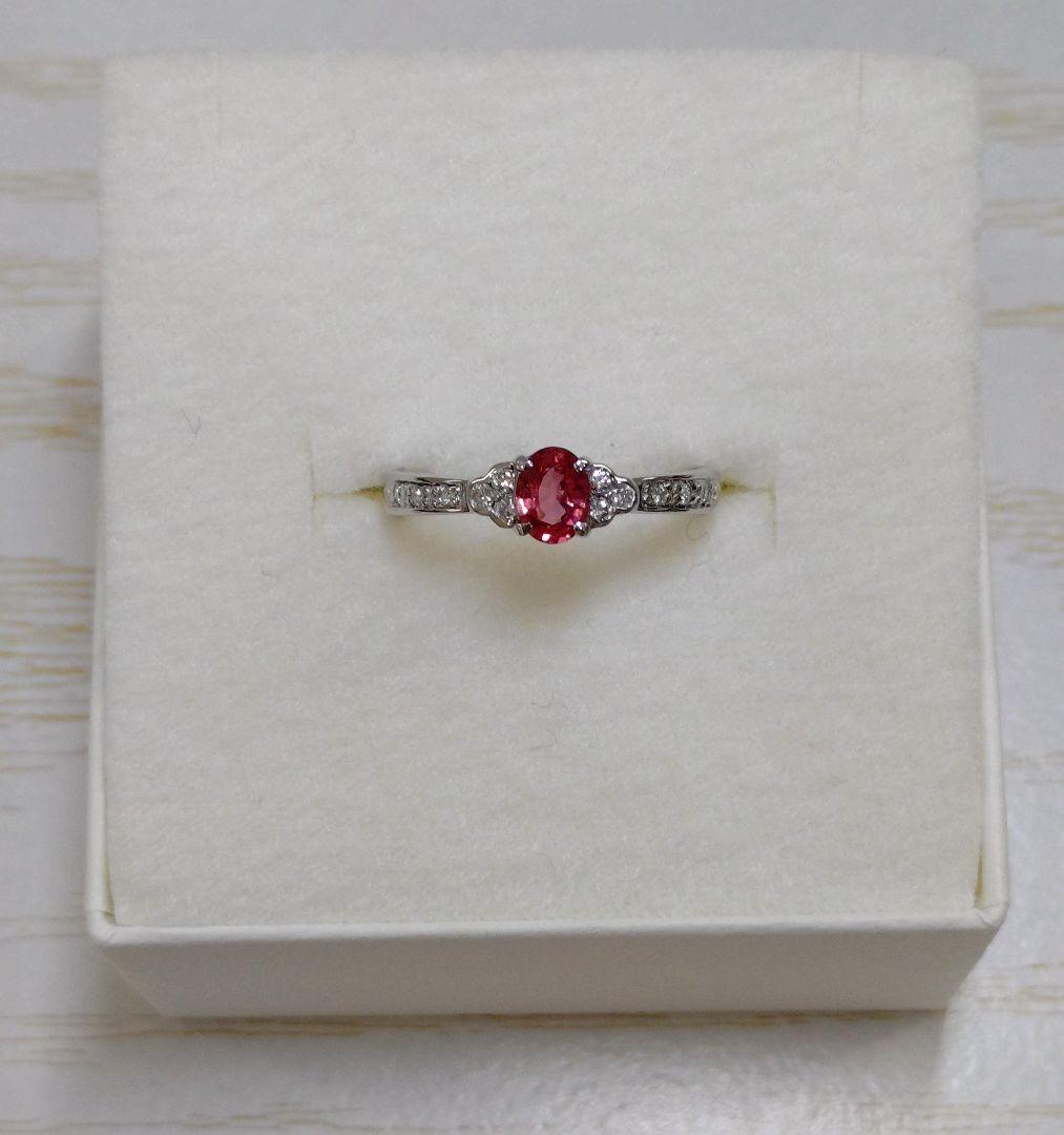 パパラチアサファイア　非加熱　リング　プラチナ　１１号　オーバル