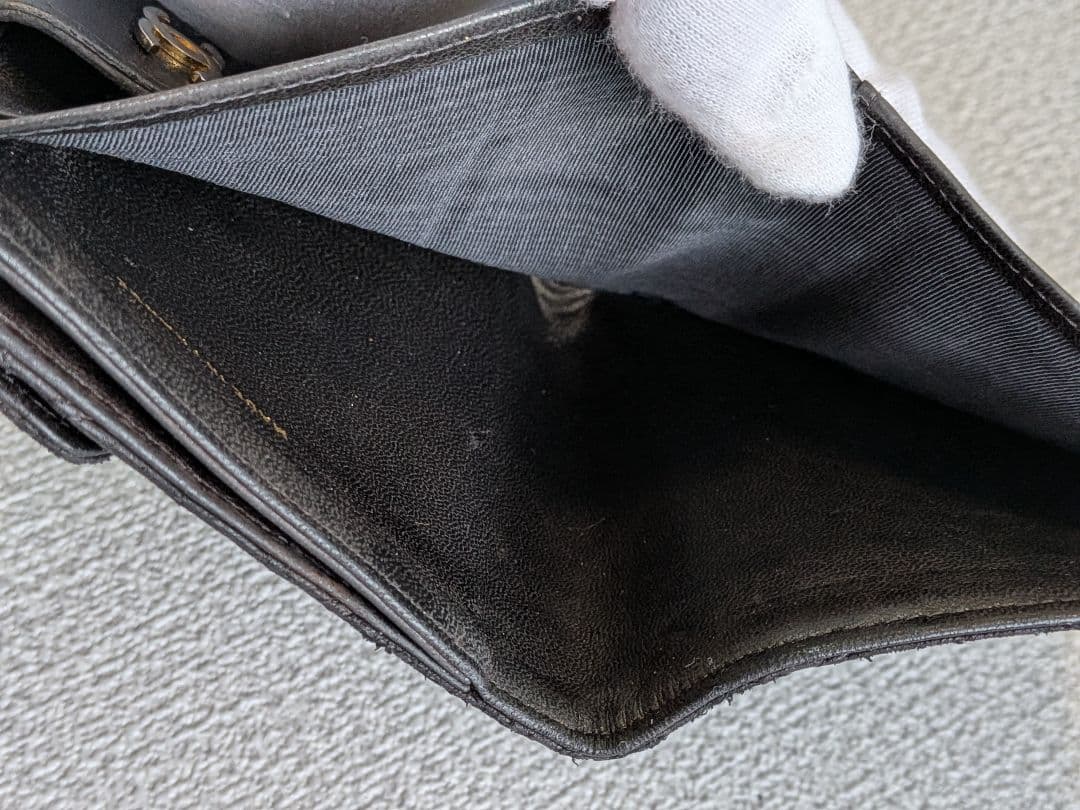 シャネル　ビコローレ　Wホック折り財布　ラムスキン　黒　ミニ財布　ショルダー