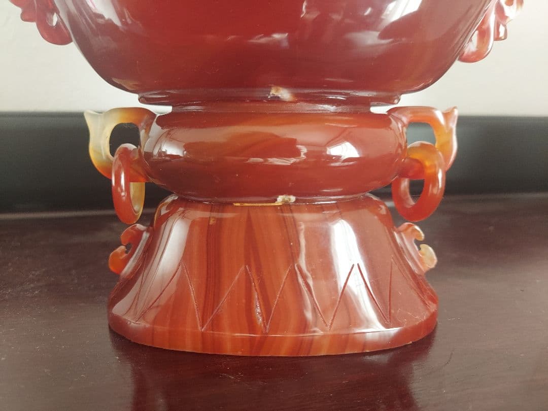 年末セール　瑪瑙　メノウ　赤瑪瑙　共箱　希少　貴重