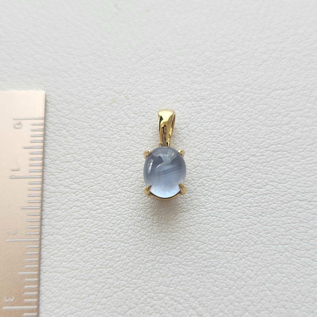 k18 青色オーバルカットゴールドペンダントトップ