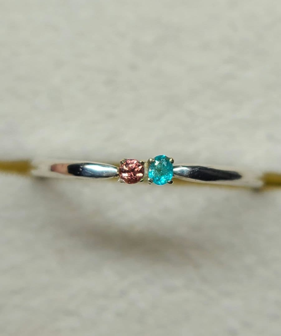 ★ブラジルバターリャパライバトルマリン&パパラチアサファイア10KリングSV★