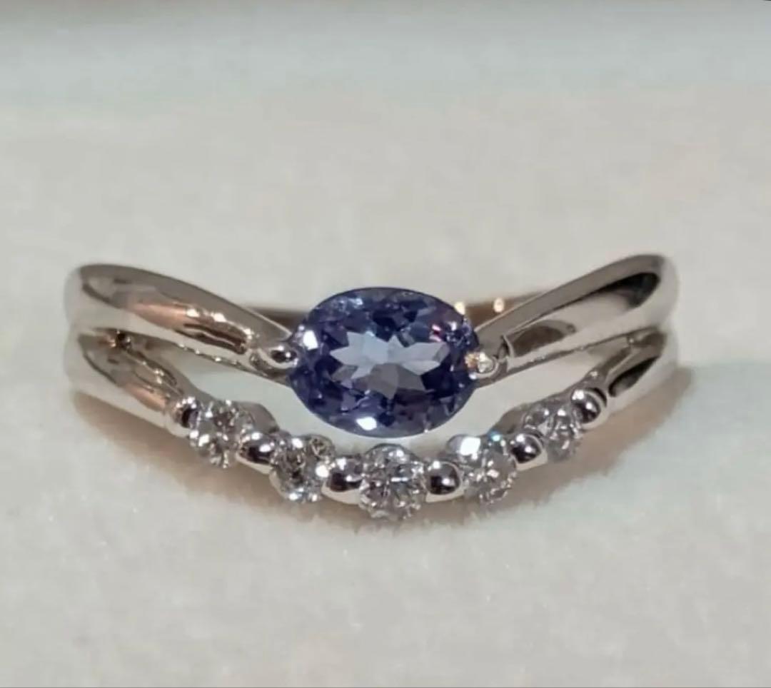 n*o様 タンザナイト ダイヤモンド 2連風リング 、タンザナイトPt900 ピ