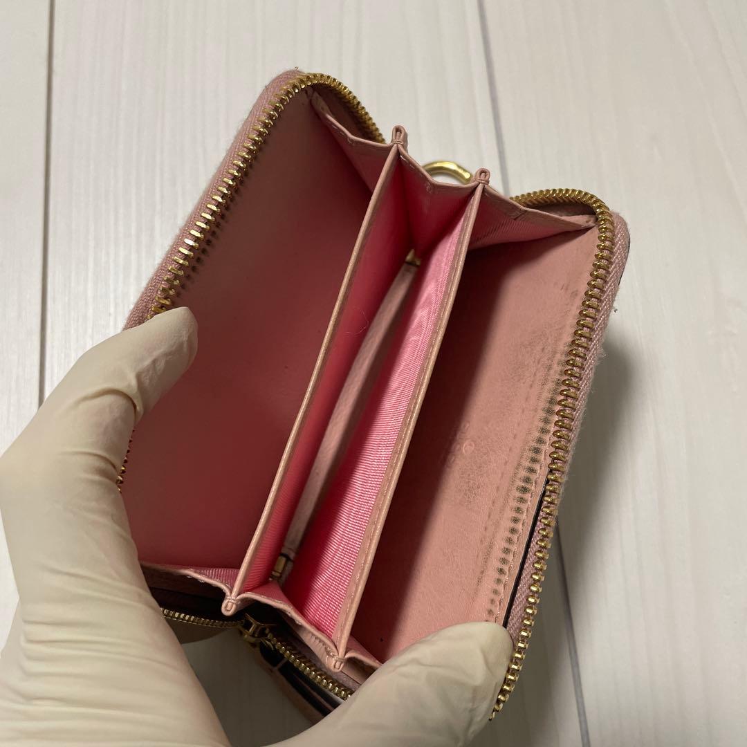 美品グッチ スプリーム ケース ラウンドファスナーキーチェーン レザーレディース