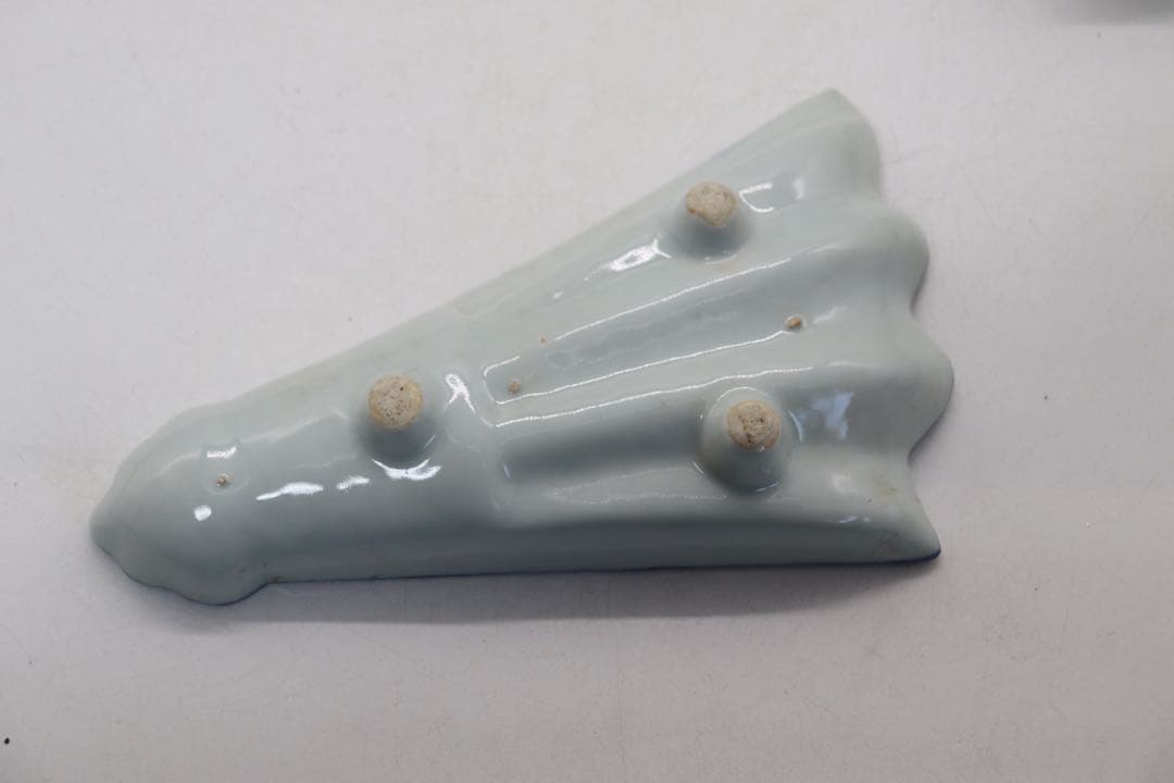 古染　扇型山水人物紋皿5点　送料込み250115