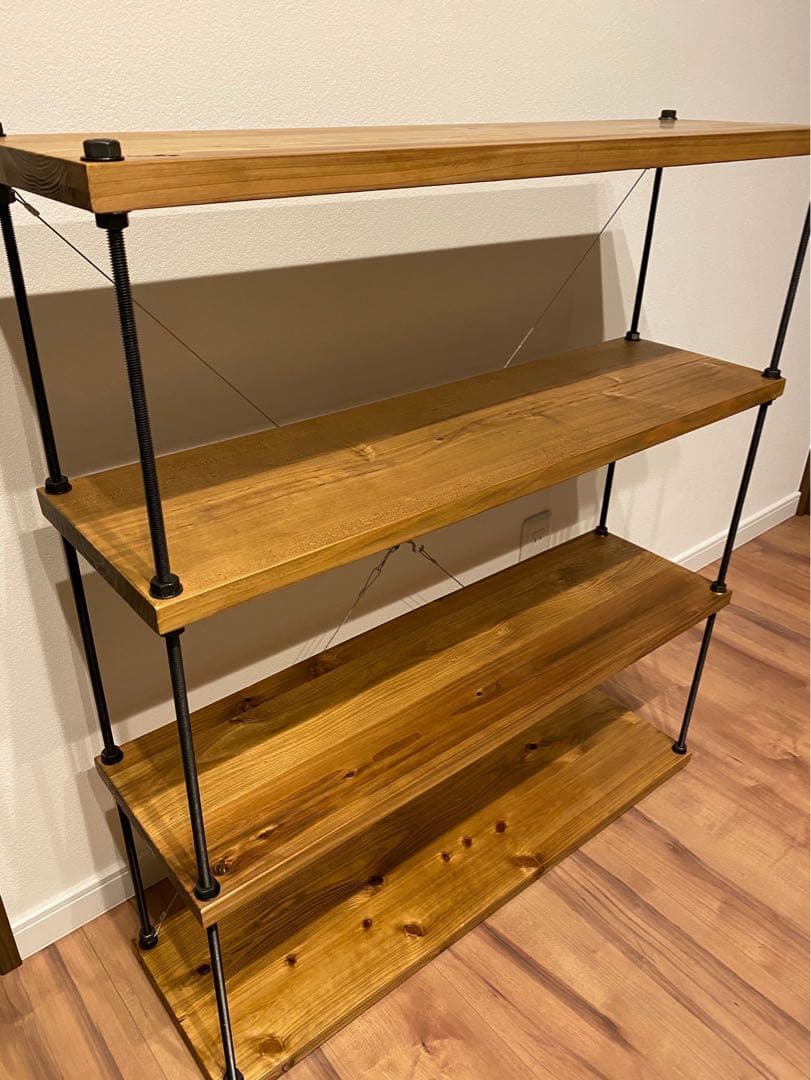 幅60cm☆ワイヤークロス 木製ラック☆食器棚☆木製シェルフ☆アイアンラック