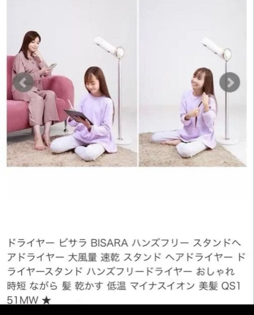限定値下げ　BISARA スタンド式ヘアドライヤー ミルキーホワイト箱有り