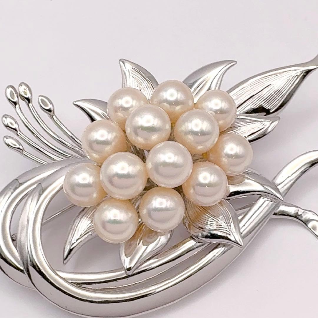 アコヤパール　ブローチ　13珠　直径7mm　シルバー金具　スターリングシルバー