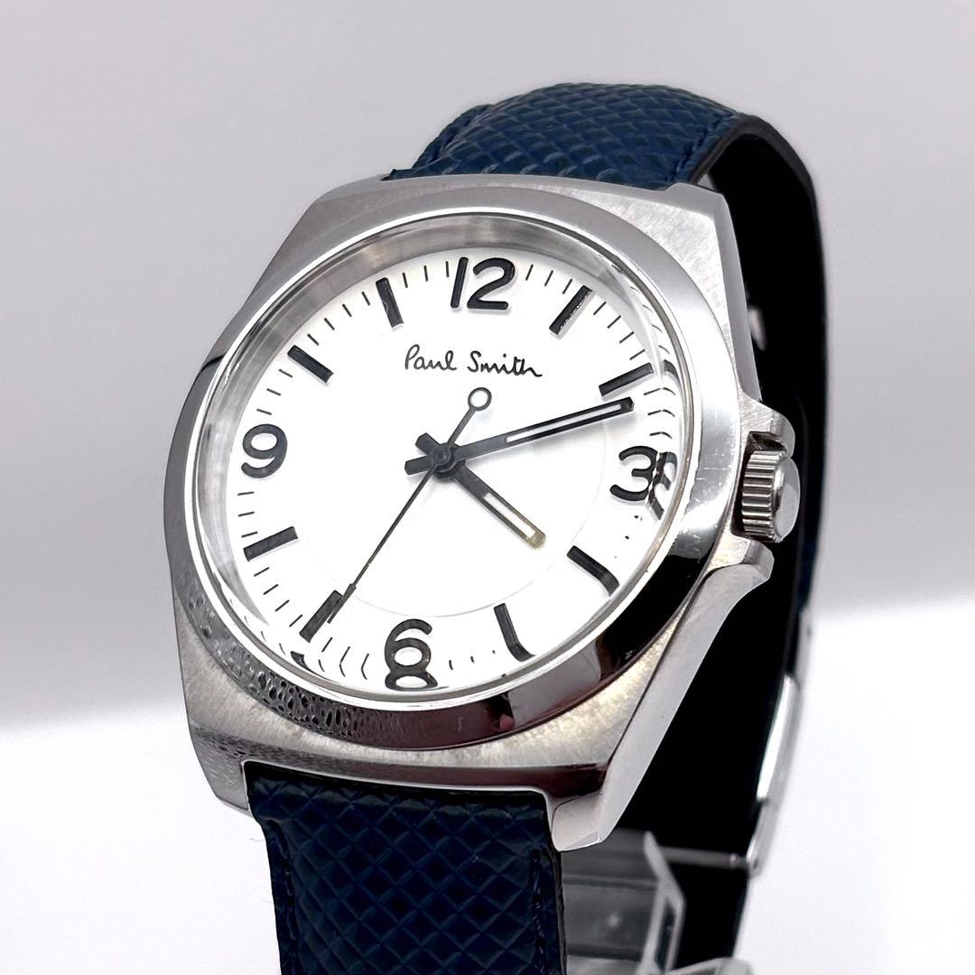新品電池 ポールスミス メンズ 白文字盤 クォーツ 稼働品