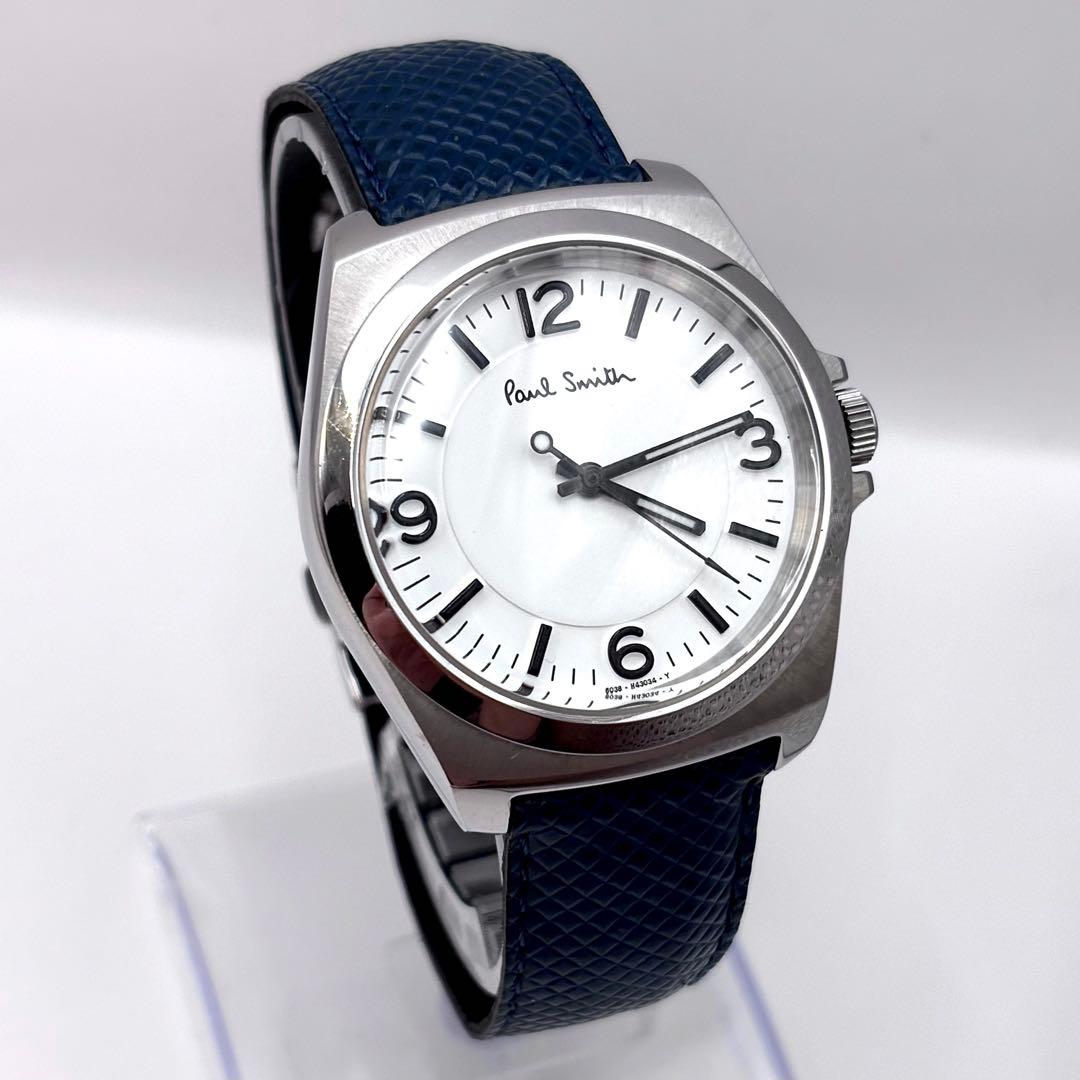 新品電池 ポールスミス メンズ 白文字盤 クォーツ 稼働品