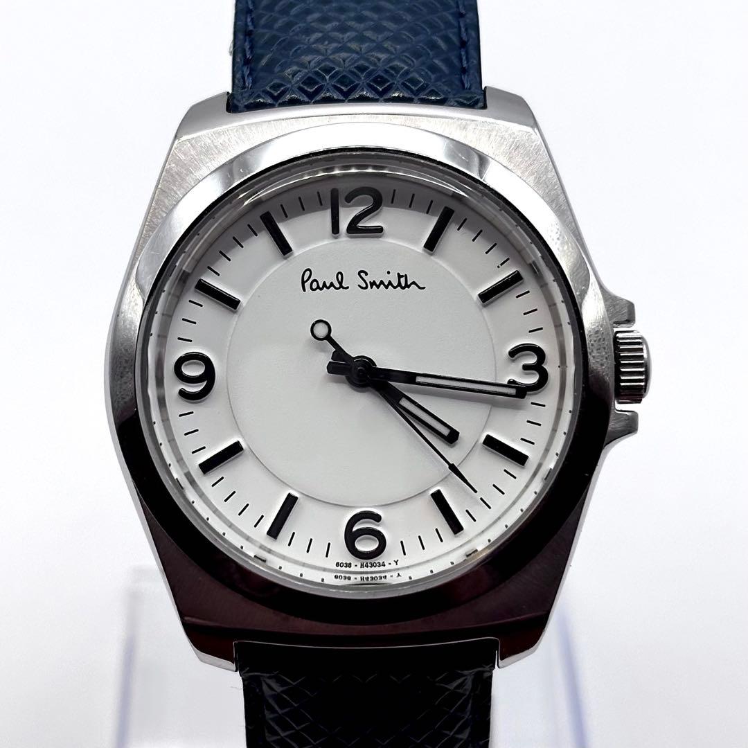新品電池 ポールスミス メンズ 白文字盤 クォーツ 稼働品
