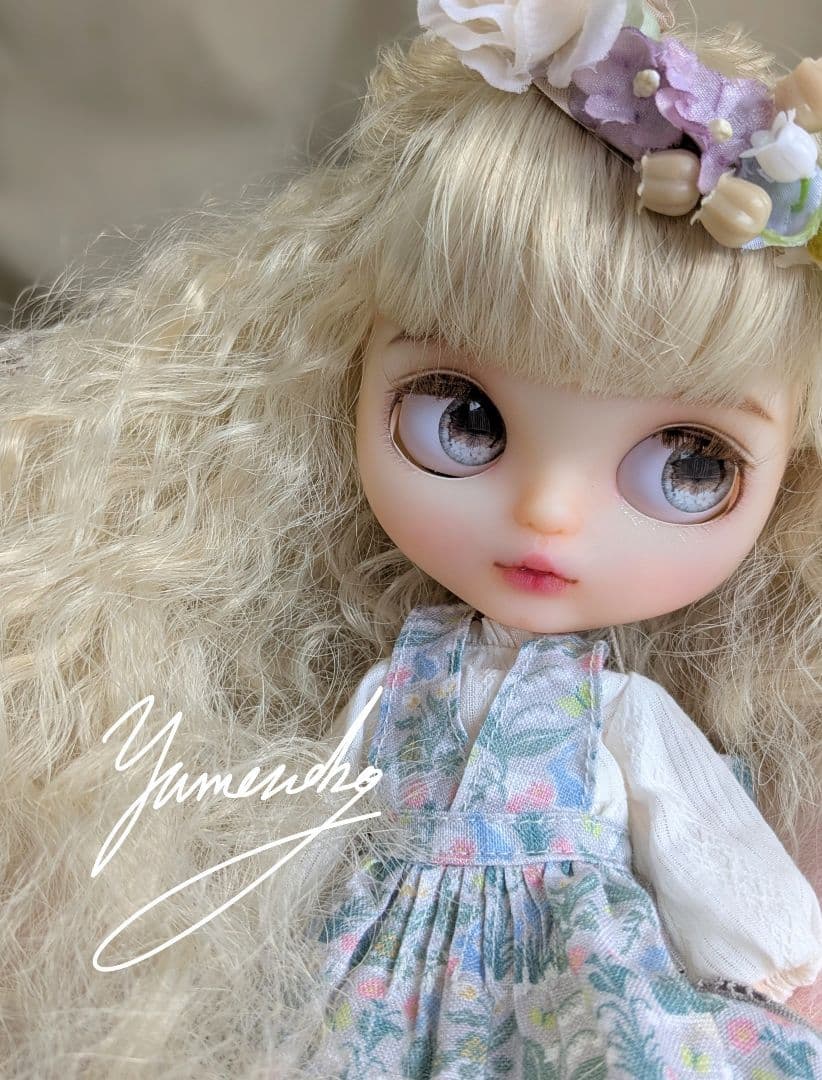 カスタムアイシードール 白いドレスと花かんむりセット 希少 半透明肌