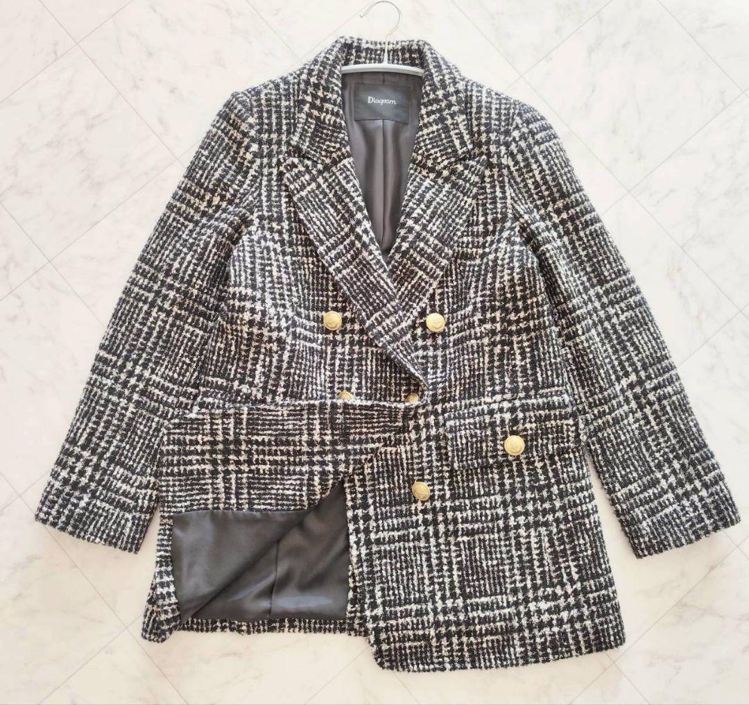 Diagram ラメ ループ ツイード 金ボタン コート ジャケット