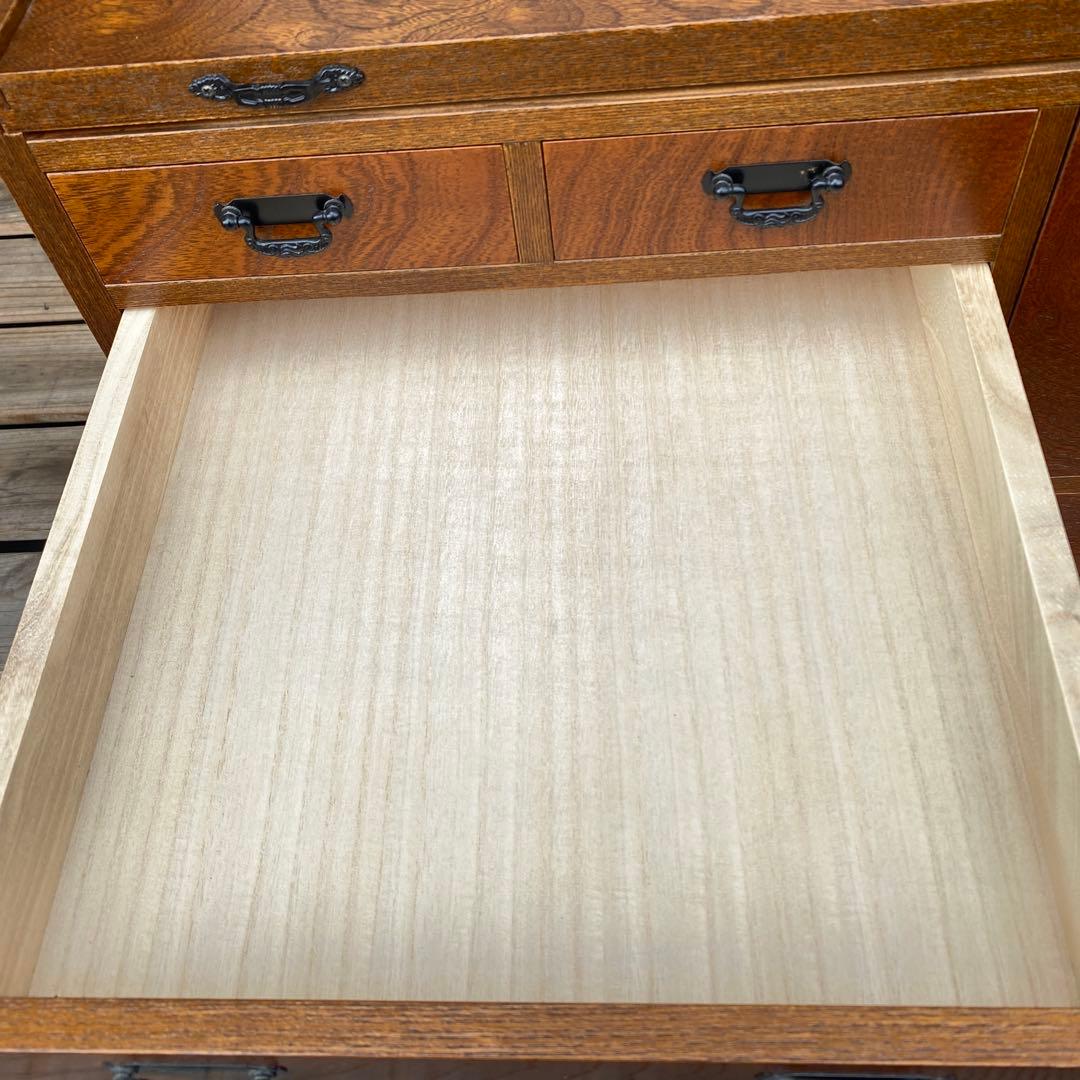 美品 レトロ けやき小袖机 文机 小引き出し 家具 木製箪笥 インテリア
