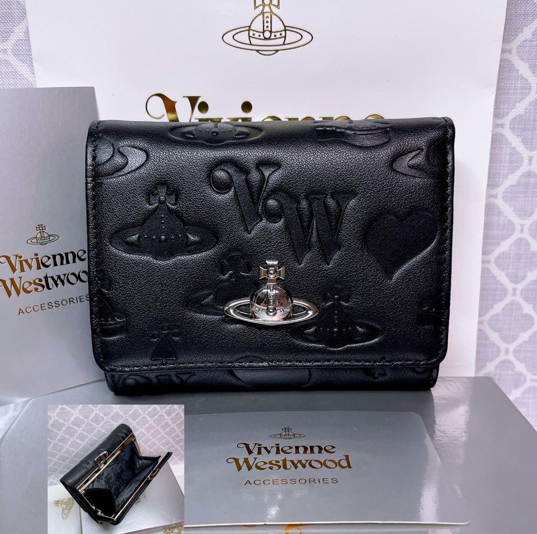 【新作✩内柄も素敵】Vivienne Westwood 三つ折り財布 マット黒