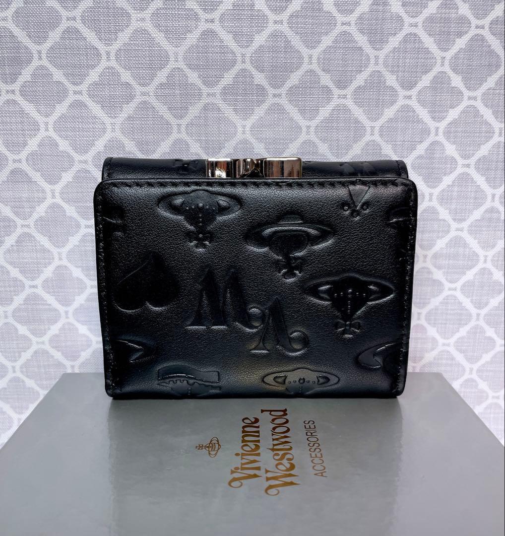 【新作✩内柄も素敵】Vivienne Westwood 三つ折り財布 マット黒