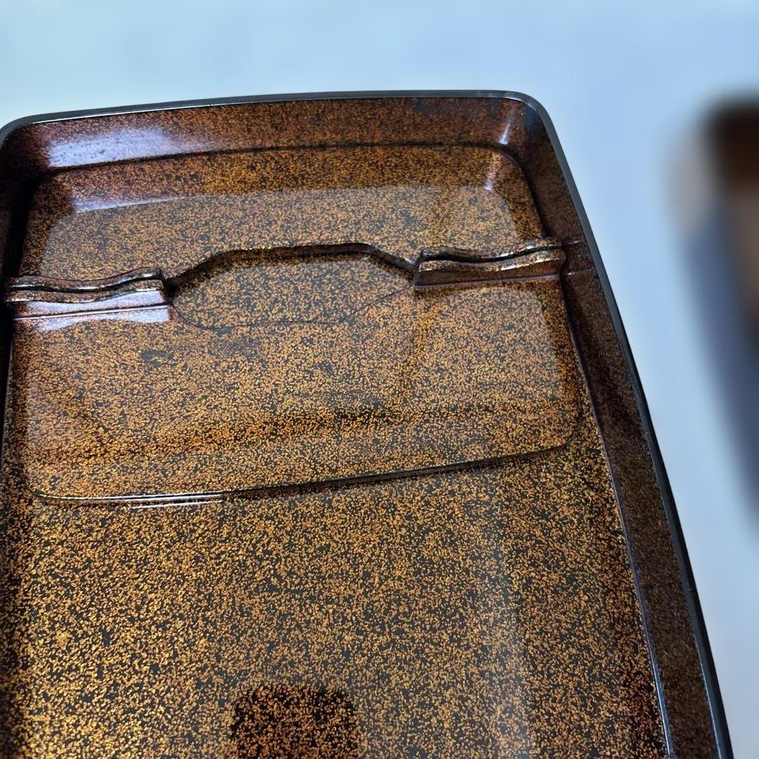 輪島塗りの蒔絵の硯箱(木箱入)