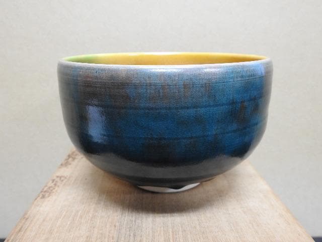 浅倉五十吉　彩釉茶碗　共箱　MA270