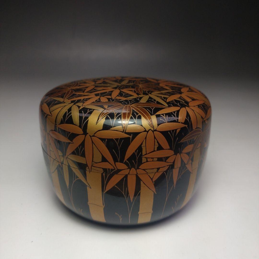 イ215 棗『稚園作』『竹林蒔絵平棗　共箱』漆塗　茶道具