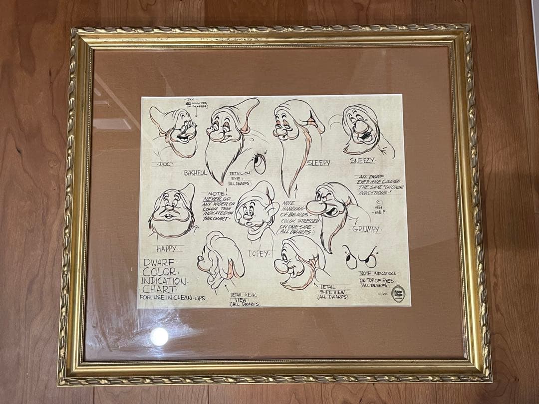 【希少品】ディズニー作品 白雪姫の七人の小人 キャラクターコンセプトアート版画