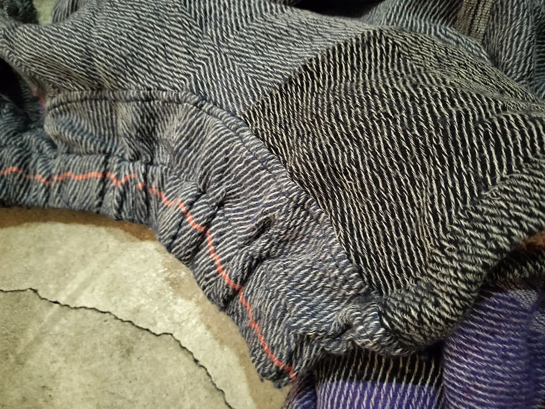 試着のみ＊タマキニイメ＊ウール＆コットン紺紫グレー系サルエルロング