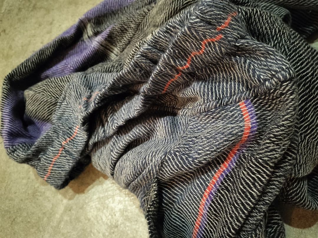 試着のみ＊タマキニイメ＊ウール＆コットン紺紫グレー系サルエルロング