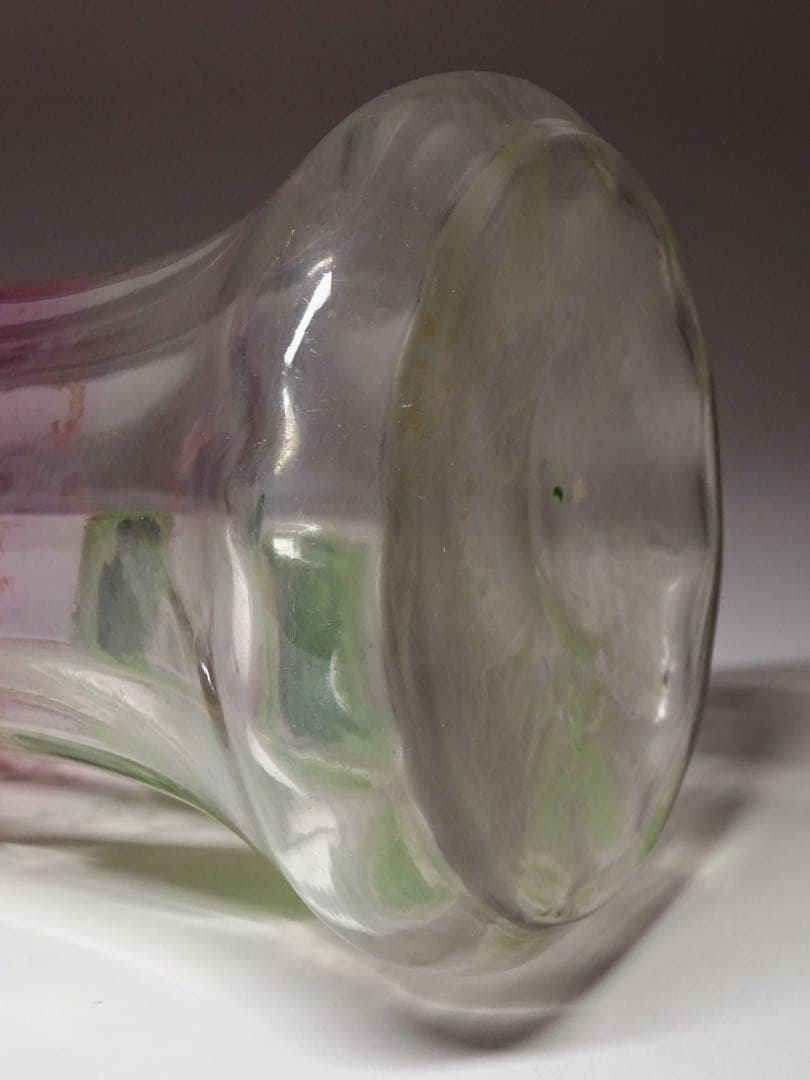 20世紀初頭 フランスアンティーク 金赤ガラス エナメル・金彩スミレ図花瓶 花器