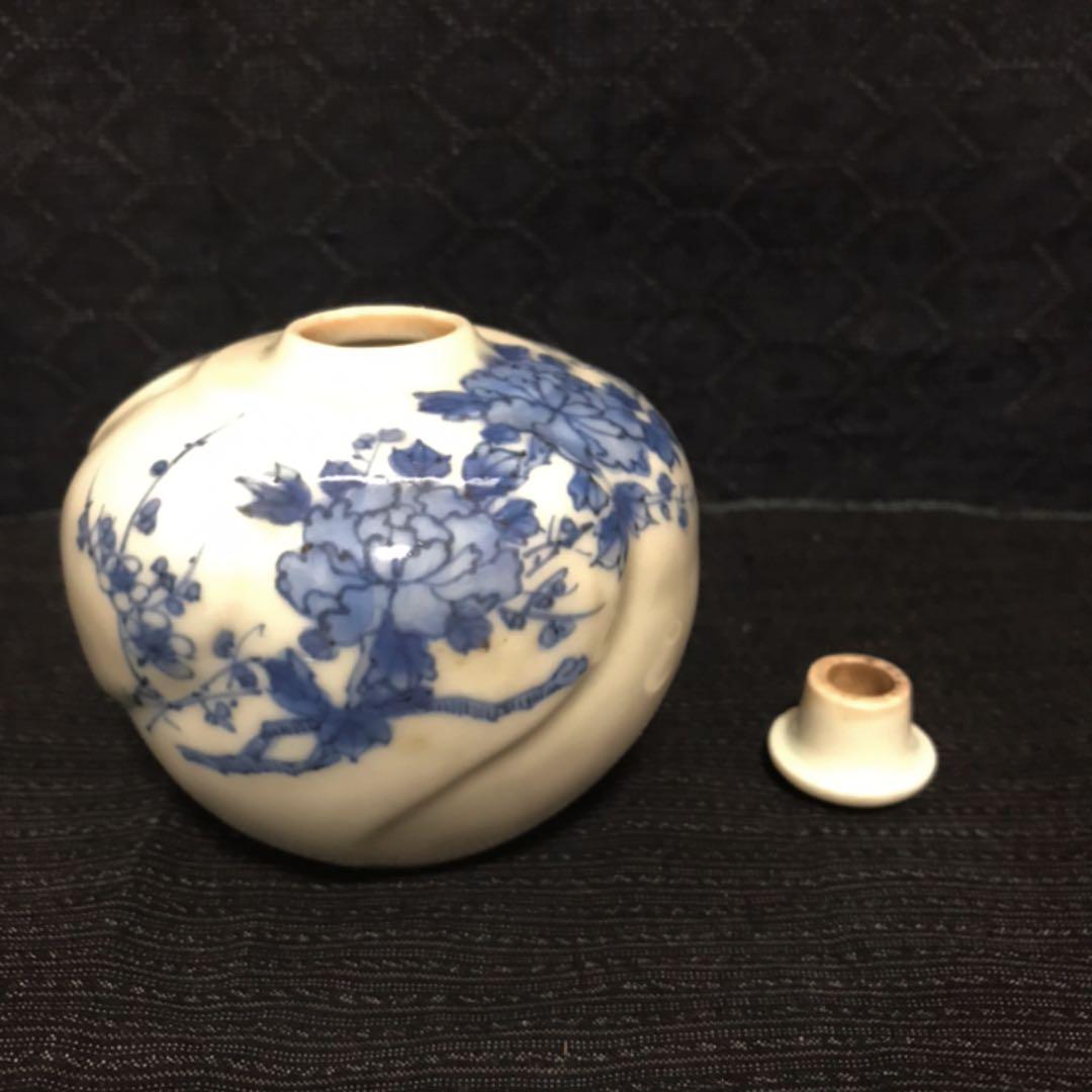 茶人宅からの蔵出品　染付小壺　振出　時代保証品