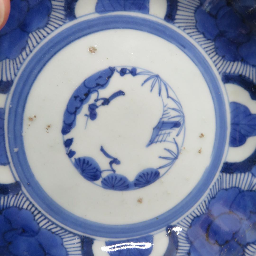 なます皿 5枚 江戸 蛇の目 唐草 松竹梅 窯傷 歪み 蔵出し