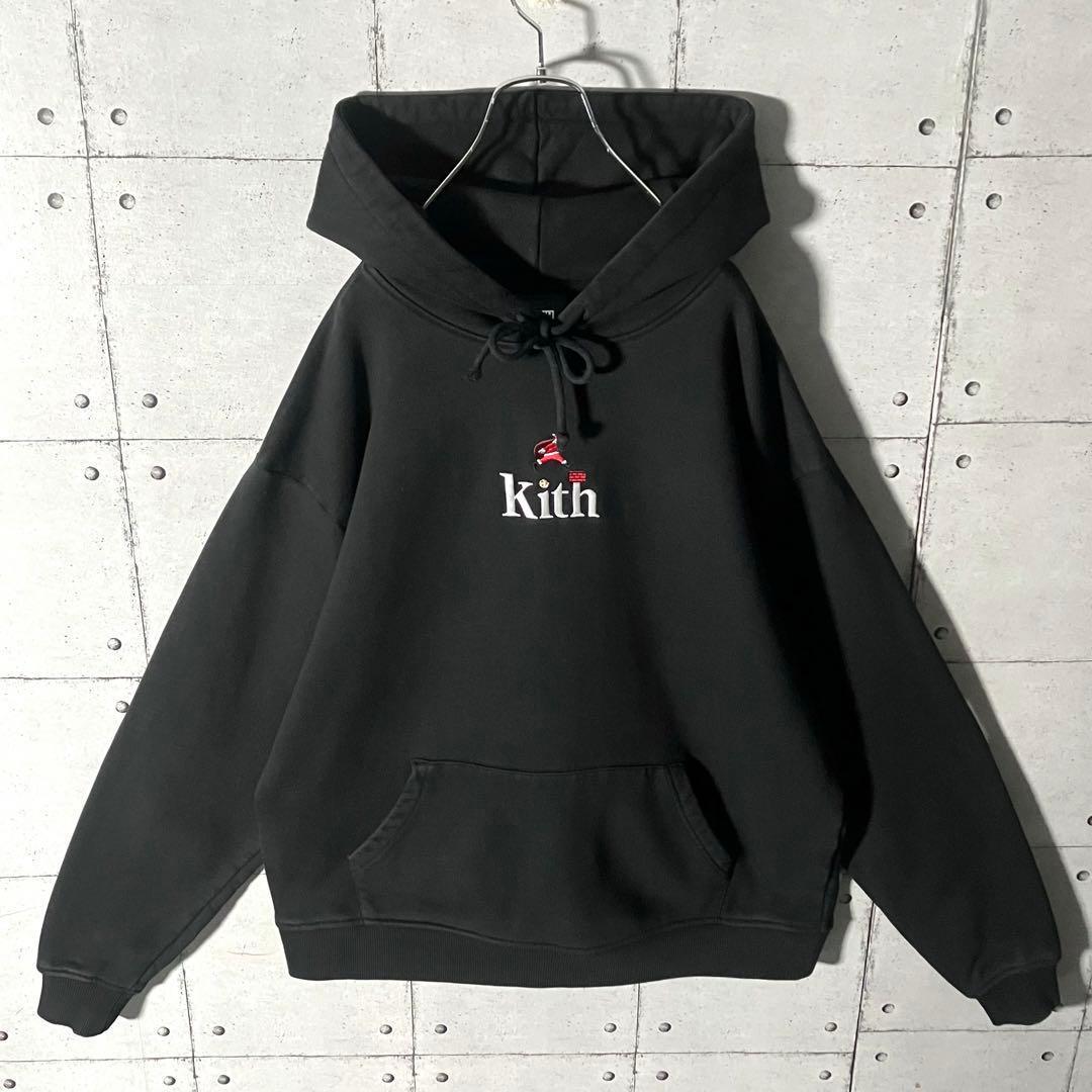 【入手困難】KITHキス☆刺繍ロゴスウェットパーカー希少サイズL