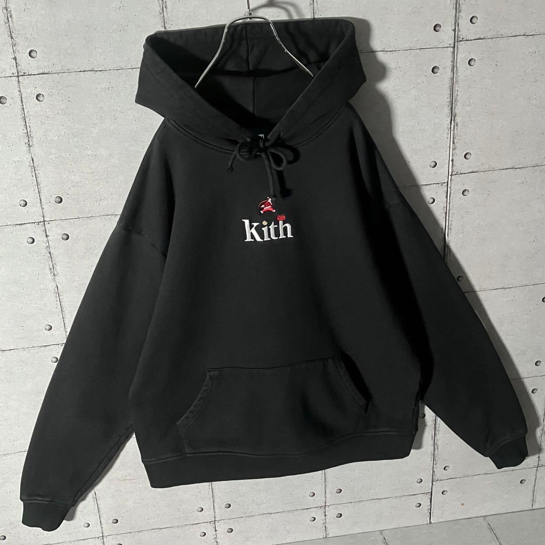【入手困難】KITHキス☆刺繍ロゴスウェットパーカー希少サイズL